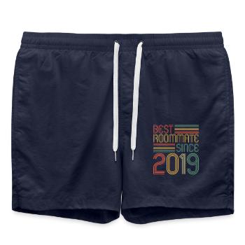 Best roommate since 2019 love your roomates - Swim Trunks - french navy - Front - AI Model Male 185 light (185cm)