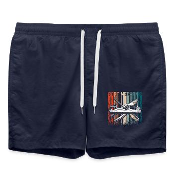 Mécanicien de bateaux Rétro Vintage - Short de bain - bleu marine - Devant - AI Model Male 185 light (185cm)