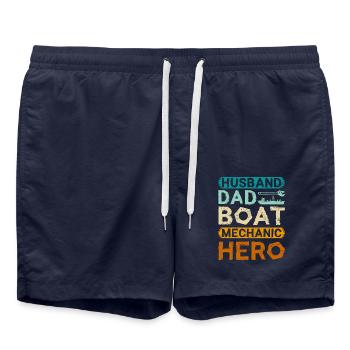 Husband dad boat mechanic hero - Badeshorts - French Navy - Vorne - AI Model Male 185 light (185cm)