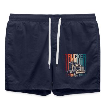 Camionneur vintage rétro - Short de bain - bleu marine - Devant - AI Model Male 185 light (185cm)