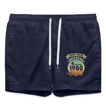 1980 Birthday Retro Orginal - Swim Trunks - french navy - Front - AI Model Male 185 light (185cm)