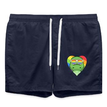 LGBT Animal Crocodiles Rainbow Heart - Swim Trunks - french navy - Front - AI Model Male 185 light (185cm)