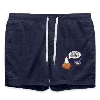 Hühner Sprüche Lustiges Huhn Motiv - Badeshorts - French Navy - Vorne - AI Model Male 185 light (185cm)