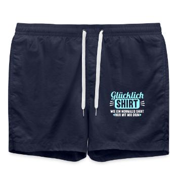 Glücklich Shirt wie normales nur mit mir drin - Badeshorts - French Navy - Vorne - AI Model Male 185 light (185cm)