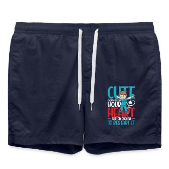 Cute Enough To Stop Your Heart Skilled Enough - Badeshorts - French Navy - Vorne - AI Model Male 185 light (185cm)