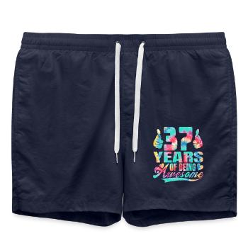 37e anniversaire ou anniversaire 37 ans d’existence - Short de bain - bleu marine - Devant - AI Model Male 185 light (185cm)