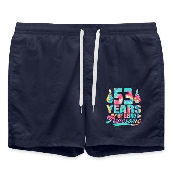 53rd birthday or anniversary 53 years of being - Swim Trunks - french navy - Front - AI Model Male 185 light (185cm)
