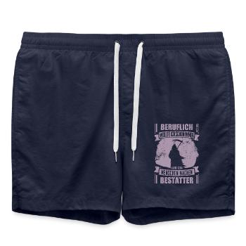 Bestatter lustig Beruflich wollte ich schon immer - Badeshorts - French Navy - Vorne - AI Model Male 185 light (185cm)