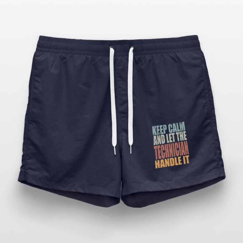Keep Calm Techniker Spruch Techniker Geschenk Badeshorts