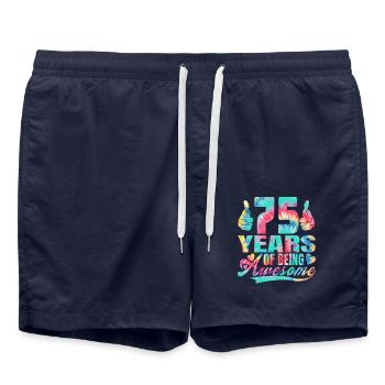 75th birthday or anniversary 75 years of being - Swim Trunks - french navy - Front - AI Model Male 185 light (185cm)
