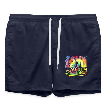 Fabriqué en 1970 et je suis un spectre de couleurs génial - Short de bain - bleu marine - Devant - AI Model Male 185 light (185cm)