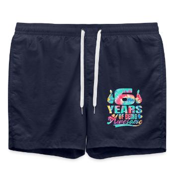 6ème anniversaire ou anniversaire 6 ans d’existence - Short de bain - bleu marine - Devant - AI Model Male 185 light (185cm)