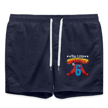 Ce petit super-héros a 6 ans - Short de bain - bleu marine - Devant - AI Model Male 185 light (185cm)