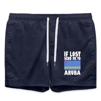 Aruba Flag Saying - Swim Trunks - french navy - Front - AI Model Male 185 light (185cm)