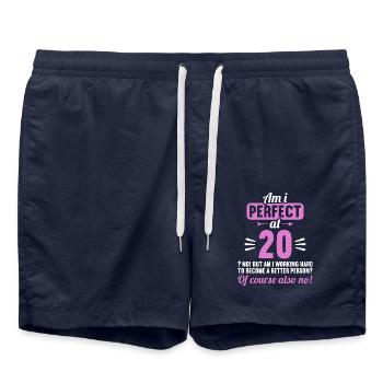 Am I perfect at 20 years 20th birthday - Swim Trunks - french navy - Front - AI Model Male 185 light (185cm)