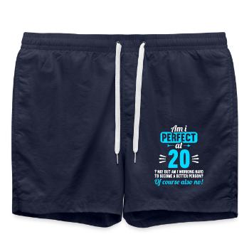 Am I perfect at 20 years 20th birthday - Swim Trunks - french navy - Front - AI Model Male 185 light (185cm)