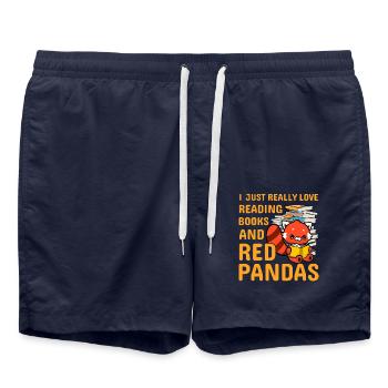 J’adore lire des livres et des pandas roux - Short de bain - bleu marine - Devant - AI Model Male 185 light (185cm)
