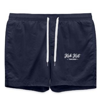 Vintage Thailand Vacation Asia Sunset Ko Kut - Swim Trunks - french navy - Front - AI Model Male 185 light (185cm)