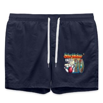 Strikin' Into 20 Bowling Bowler Feier Zum 20. - Badeshorts - French Navy - Vorne - AI Model Male 185 light (185cm)