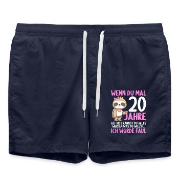 Wenn du groß bist ich wurde Faul 20. Geburtstag - Badeshorts - French Navy - Vorne - AI Model Male 185 light (185cm)