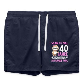 Wenn du groß bist ich wurde Faul 40. Geburtstag - Badeshorts - French Navy - Vorne - AI Model Male 185 light (185cm)