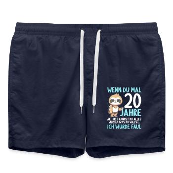 Wenn du groß bist ich wurde Faul 20. Geburtstag - Badeshorts - French Navy - Vorne - AI Model Male 185 light (185cm)