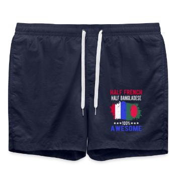 Half French Half Bangladeshi - Swim Trunks - french navy - Front - AI Model Male 185 light (185cm)