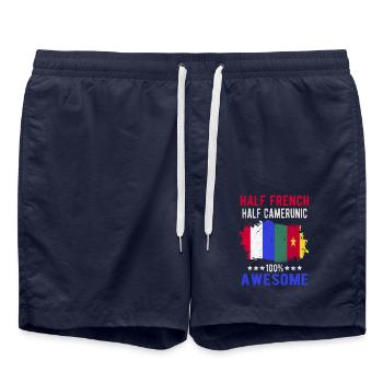 Halb Franzose Halb Kameruner - Badeshorts - French Navy - Vorne - AI Model Male 185 light (185cm)