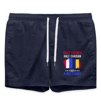 Half French Half Chader - Swim Trunks - french navy - Front - AI Model Male 185 light (185cm)