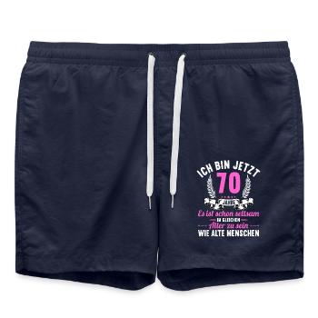 Seltsam im gleichen Alter wie alte 70. Geburtstag - Badeshorts - French Navy - Vorne - AI Model Male 185 light (185cm)