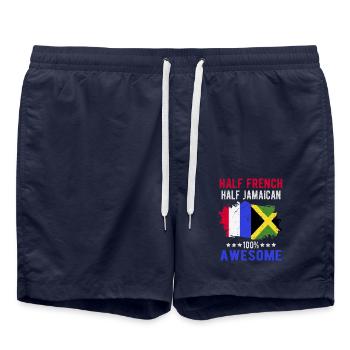 Half French Half Jamaican - Swim Trunks - french navy - Front - AI Model Male 185 light (185cm)