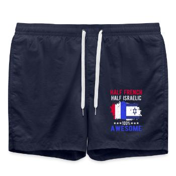 Half French Half Isreali - Swim Trunks - french navy - Front - AI Model Male 185 light (185cm)