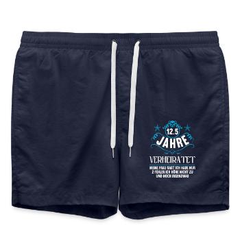 Ich übelebte 12.5 Jahre verheiratet Hochzeitstag - Badeshorts - French Navy - Vorne - AI Model Male 185 light (185cm)