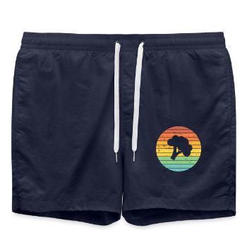 Broccoli Vegan Lover Retro Healthy Gift idea - Badeshorts - French Navy - Vorne - AI Model Male 185 light (185cm)