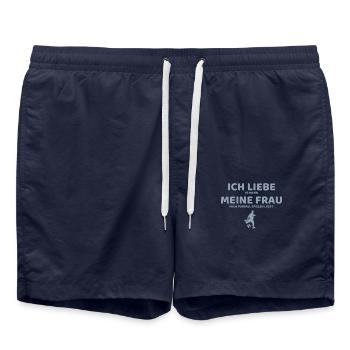 fußball ich liebe meine frau - Badeshorts - French Navy - Vorne - AI Model Male 185 light (185cm)
