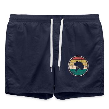 Broccoli Vegan Lover Retro Healthy Gift idea - Badeshorts - French Navy - Vorne - AI Model Male 185 light (185cm)