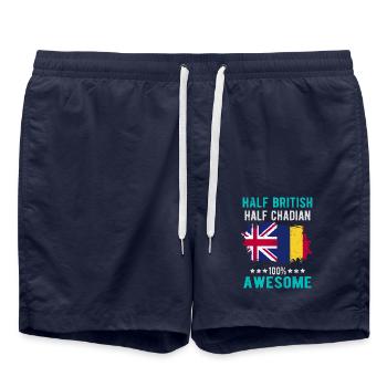 Halb Brite Halb Tschader - Badeshorts - French Navy - Vorne - AI Model Male 185 light (185cm)