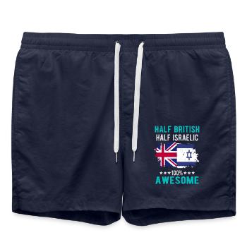 Half British Half Isreali - Swim Trunks - french navy - Front - AI Model Male 185 light (185cm)