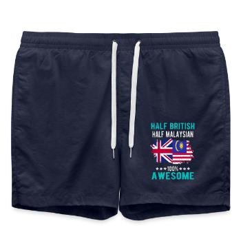 Half British Half Malaysian - Swim Trunks - french navy - Front - AI Model Male 185 light (185cm)