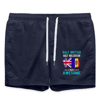 Halb Brite Halb Moldawier - Badeshorts - French Navy - Vorne - AI Model Male 185 light (185cm)