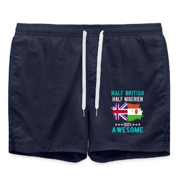 Half British Half Nigrer - Swim Trunks - french navy - Front - AI Model Male 185 light (185cm)