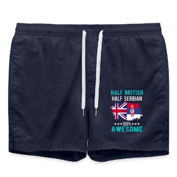 Half British, Half Serbian - Swim Trunks - french navy - Front - AI Model Male 185 light (185cm)