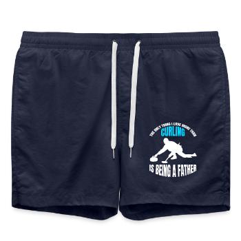 Curling Stone Father Curl Papa Curler Curling Stone - Swim Trunks - french navy - Front - AI Model Male 185 light (185cm)