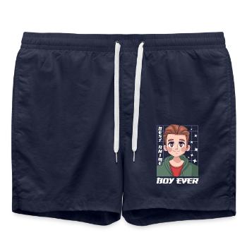 Best Anime Boy Ever | Anime Lover | Otaku Shirt | - Swim Trunks - french navy - Front - AI Model Male 185 light (185cm)