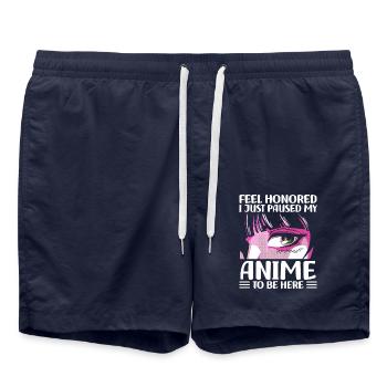Je viens de mettre en pause mon anime pour arriver ici - Short de bain - bleu marine - Devant - AI Model Male 185 light (185cm)