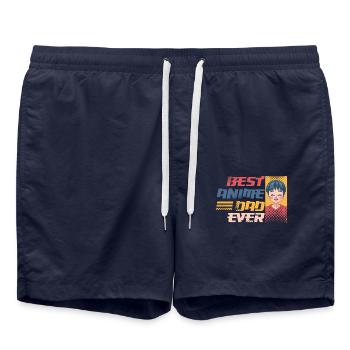 Best Anime Dad Ever | Anime Lover | Otaku Shirt | - Swim Trunks - french navy - Front - AI Model Male 185 light (185cm)