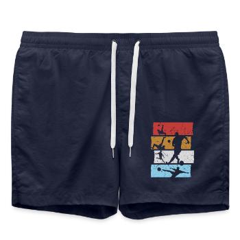 T-Shirt de football rétro vintage joueur de football - Short de bain - bleu marine - Devant - AI Model Male 185 light (185cm)