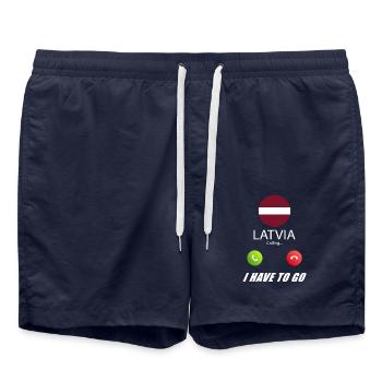 Lettland ruft an Lusiger Flaggen Spruch - Badeshorts - French Navy - Vorne - AI Model Male 185 light (185cm)