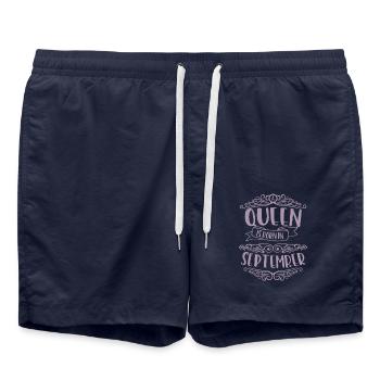 Une reine est née en septembre - Short de bain - bleu marine - Devant - AI Model Male 185 light (185cm)
