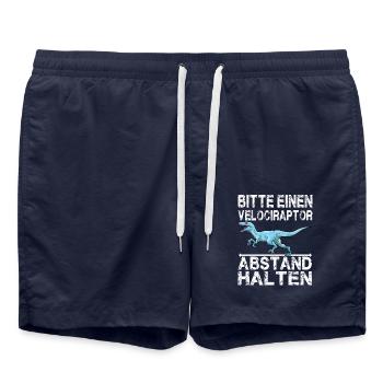 Dinosaurier Velociraptor Raptor Dino - Badeshorts - French Navy - Vorne - AI Model Male 185 light (185cm)
